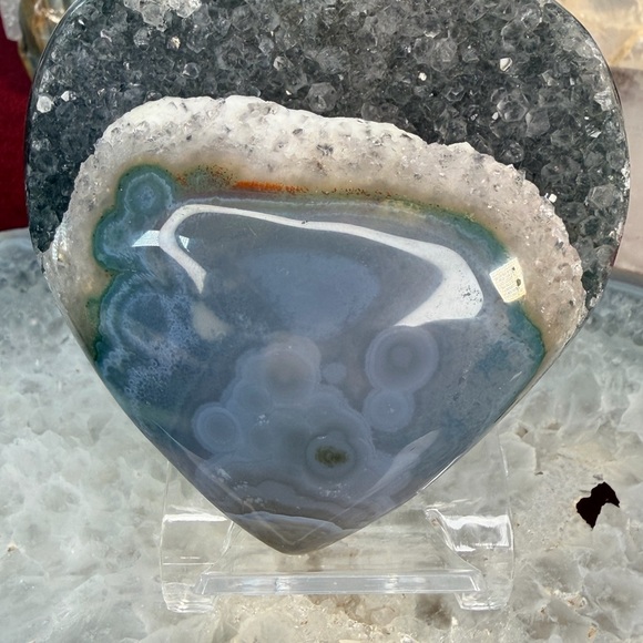 Ocean Waves •Blue Agate Druzy Cave Heart• Stunning Quality Agate • Brazil• 0013 - Picture 6 of 7